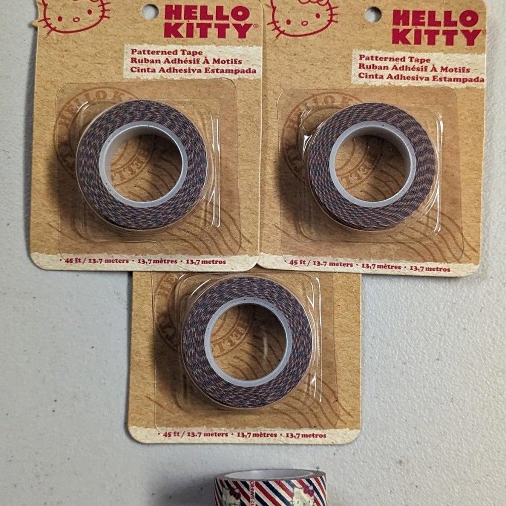 Hello Kitty Red Blue White Washi Tape Bundle Striped